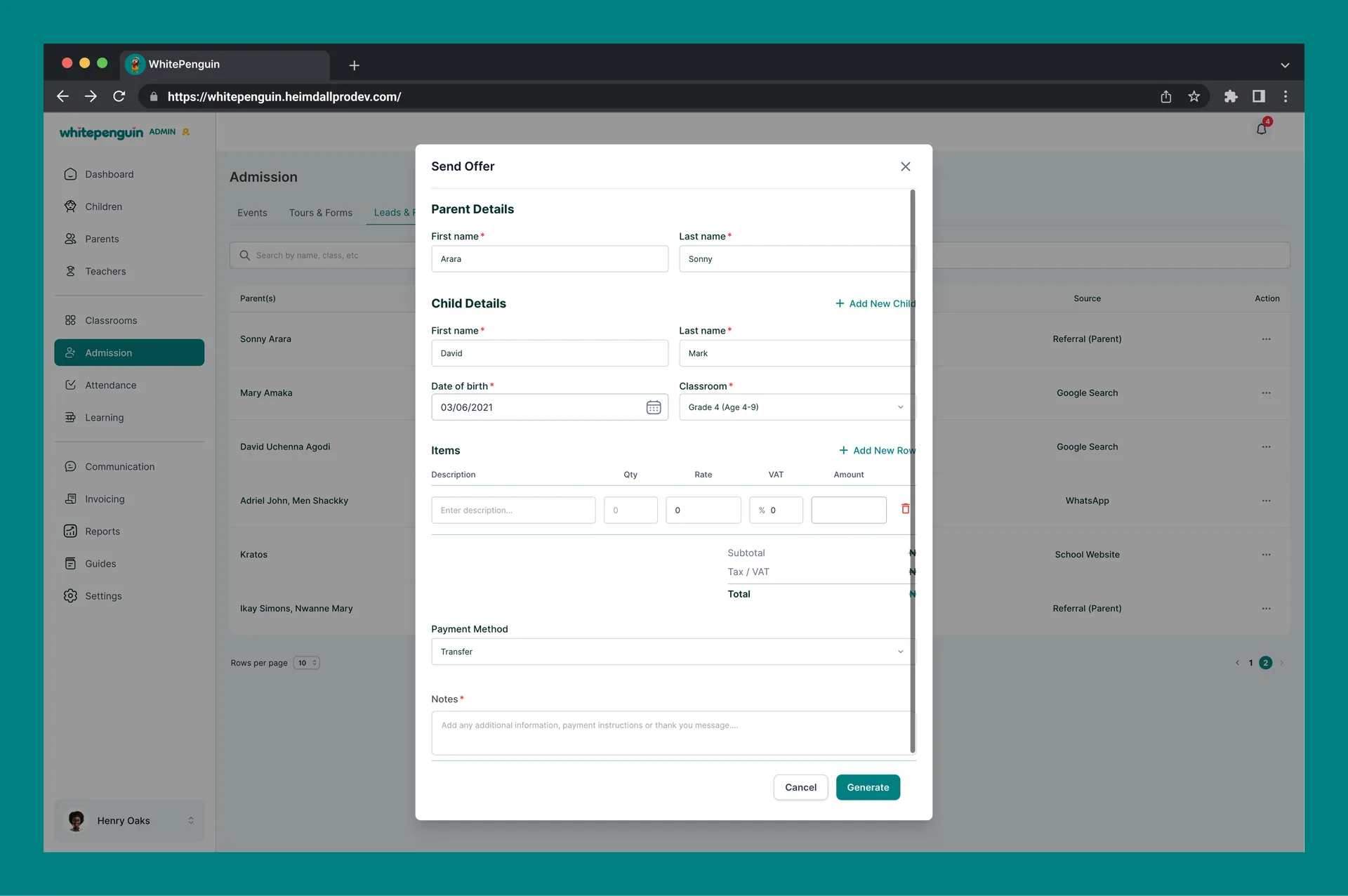 Manage Leads & Requests — 5. Notes (required)