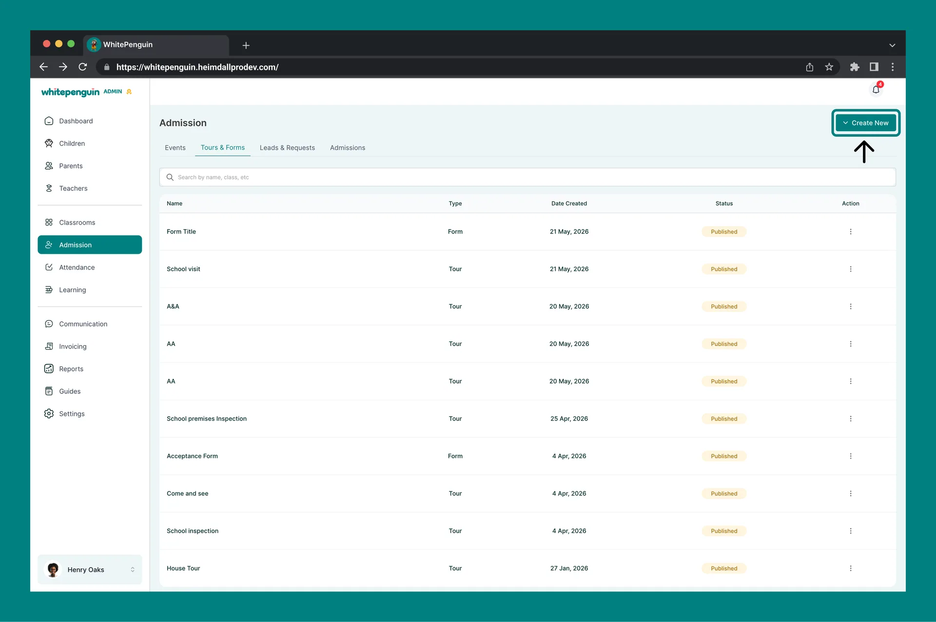 Manage Tours & Forms — How to Create a Tour