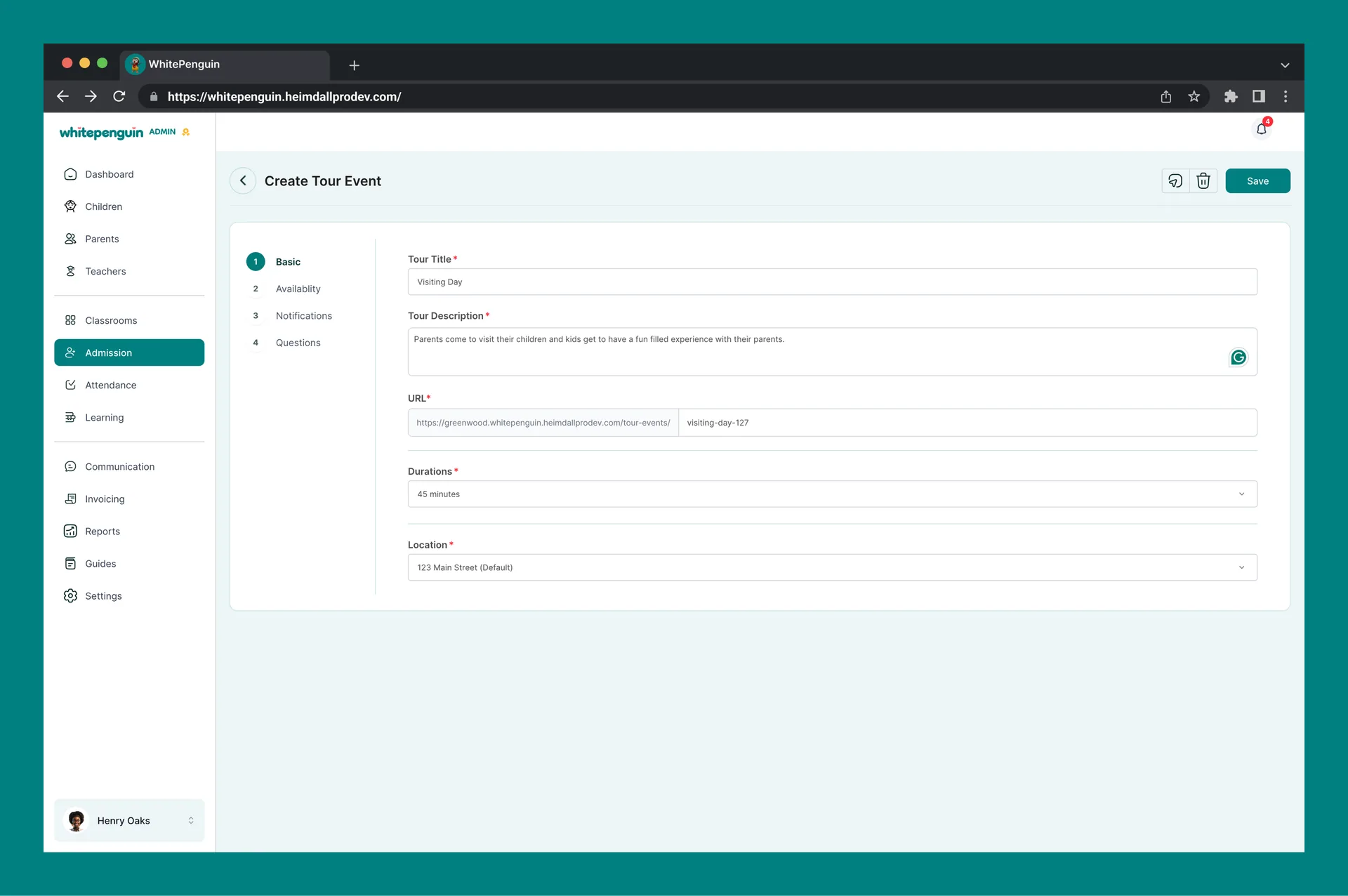 Manage Tours & Forms — 1. Basic (required)