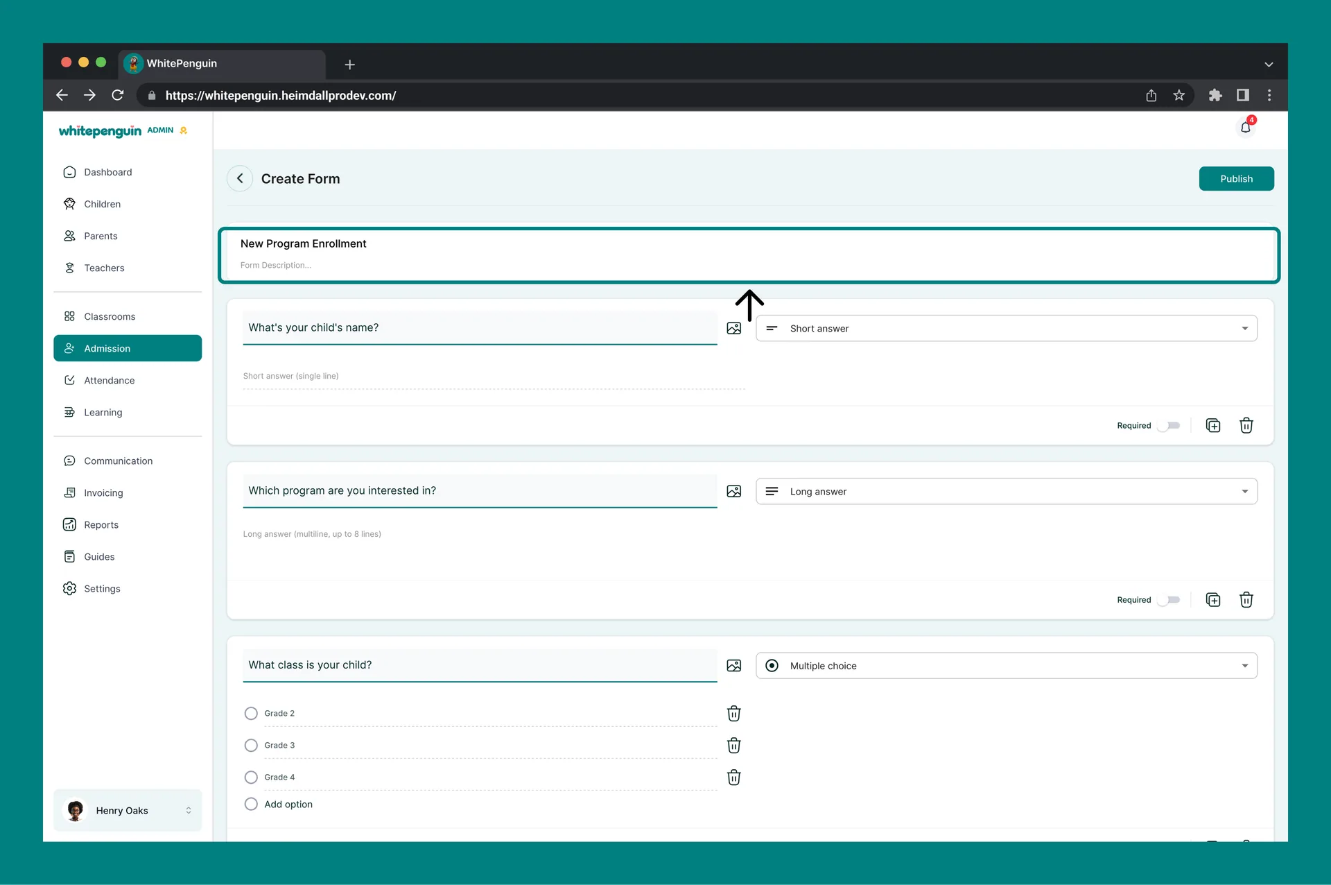 Manage Tours & Forms — 1. Form Title & Description (required)