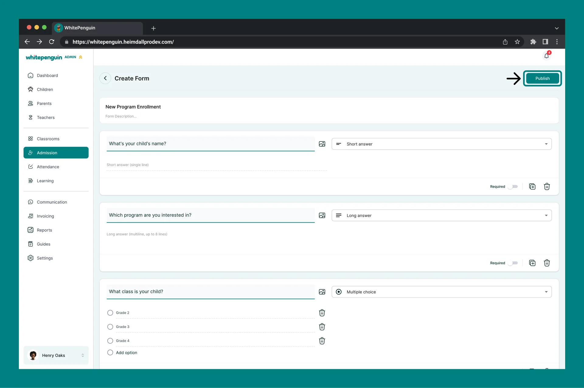 Manage Tours & Forms — After Publishing the Form
