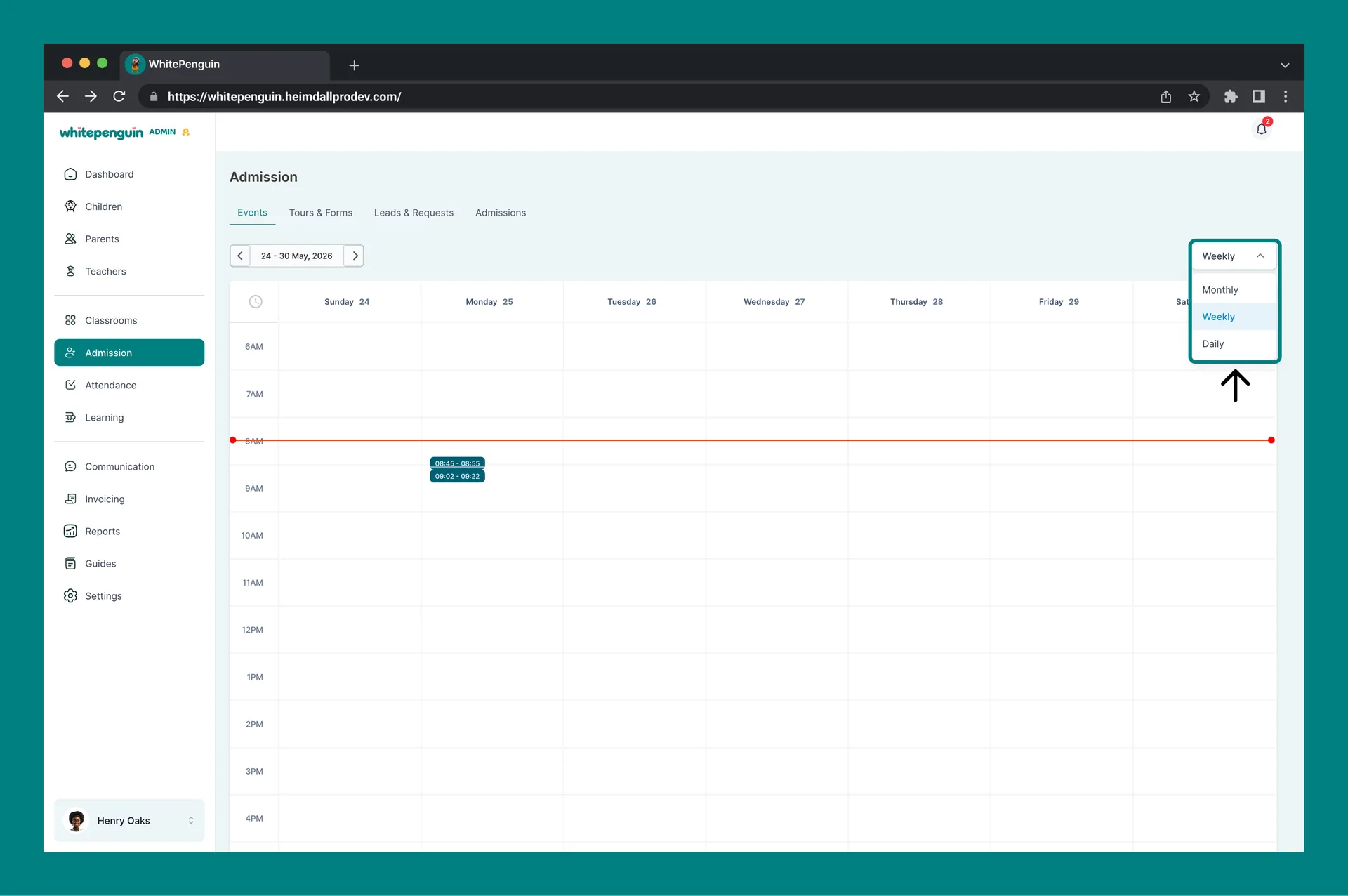 View Events Calendar — How to Access the Events Calendar