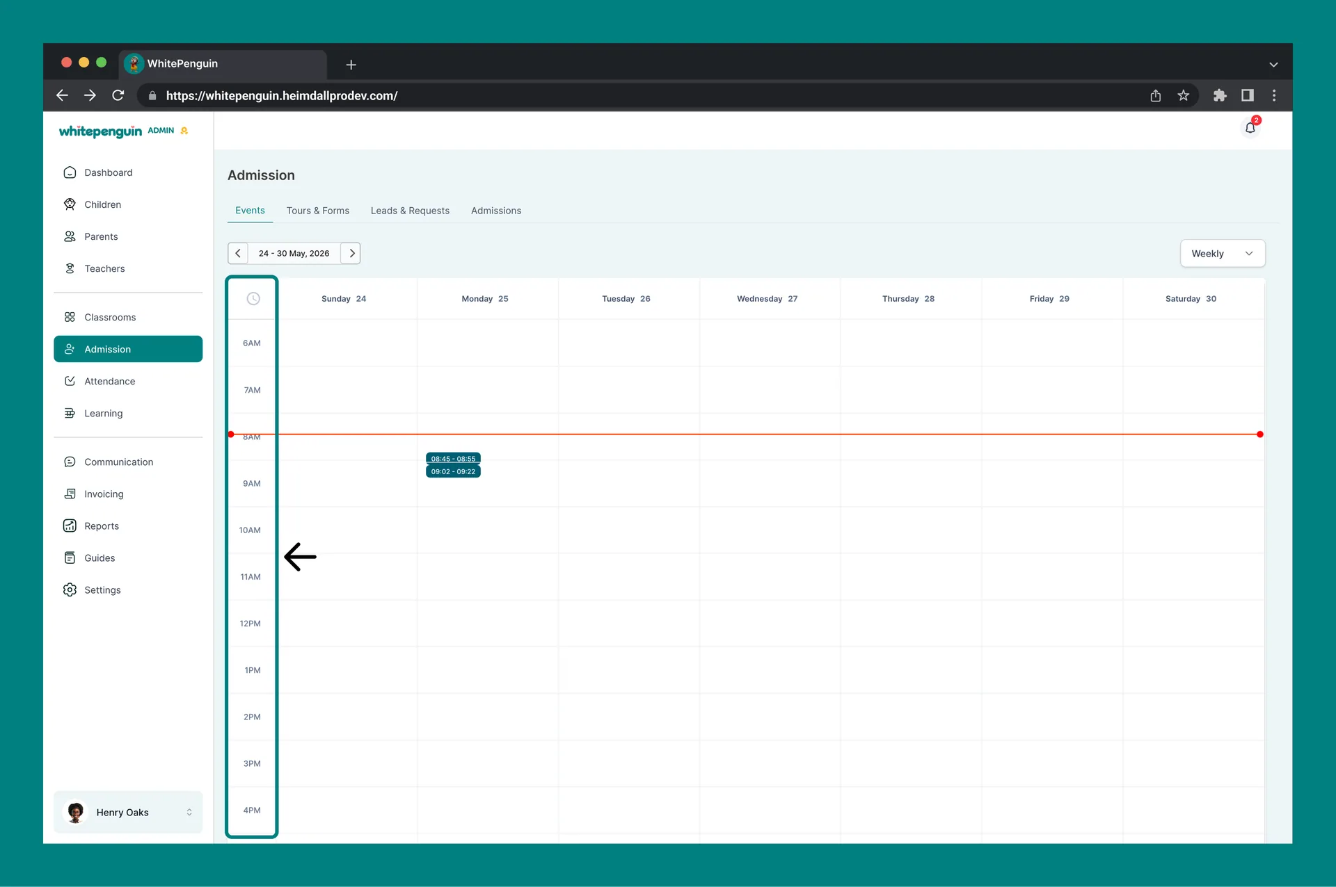 View Events Calendar — 3. Time Grid