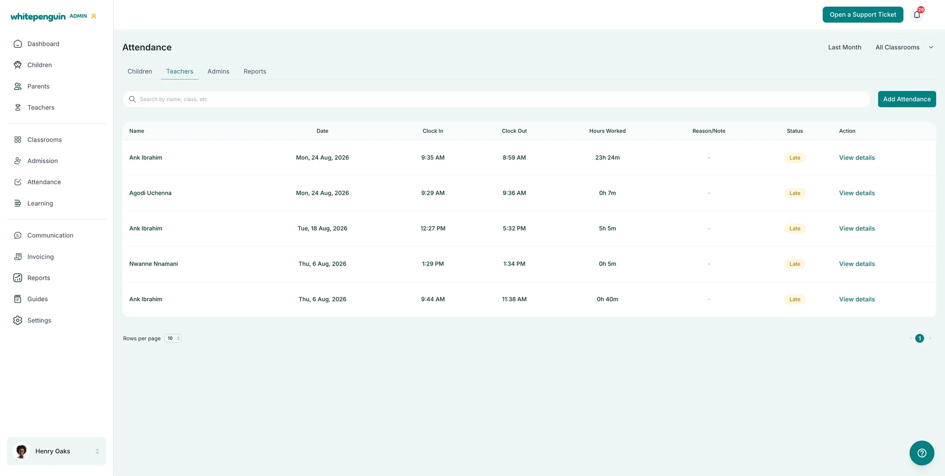 Teacher Attendance Sheet — Overview