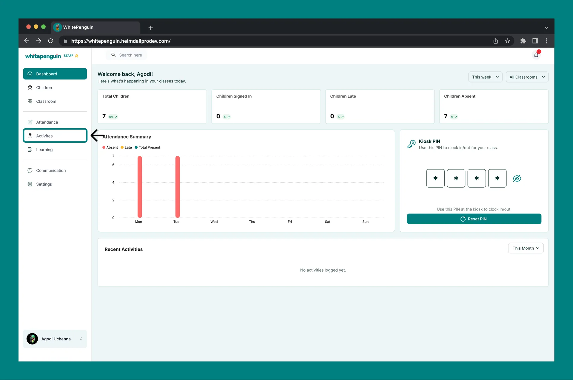 Activities Dashboard — Staff View — How to Access