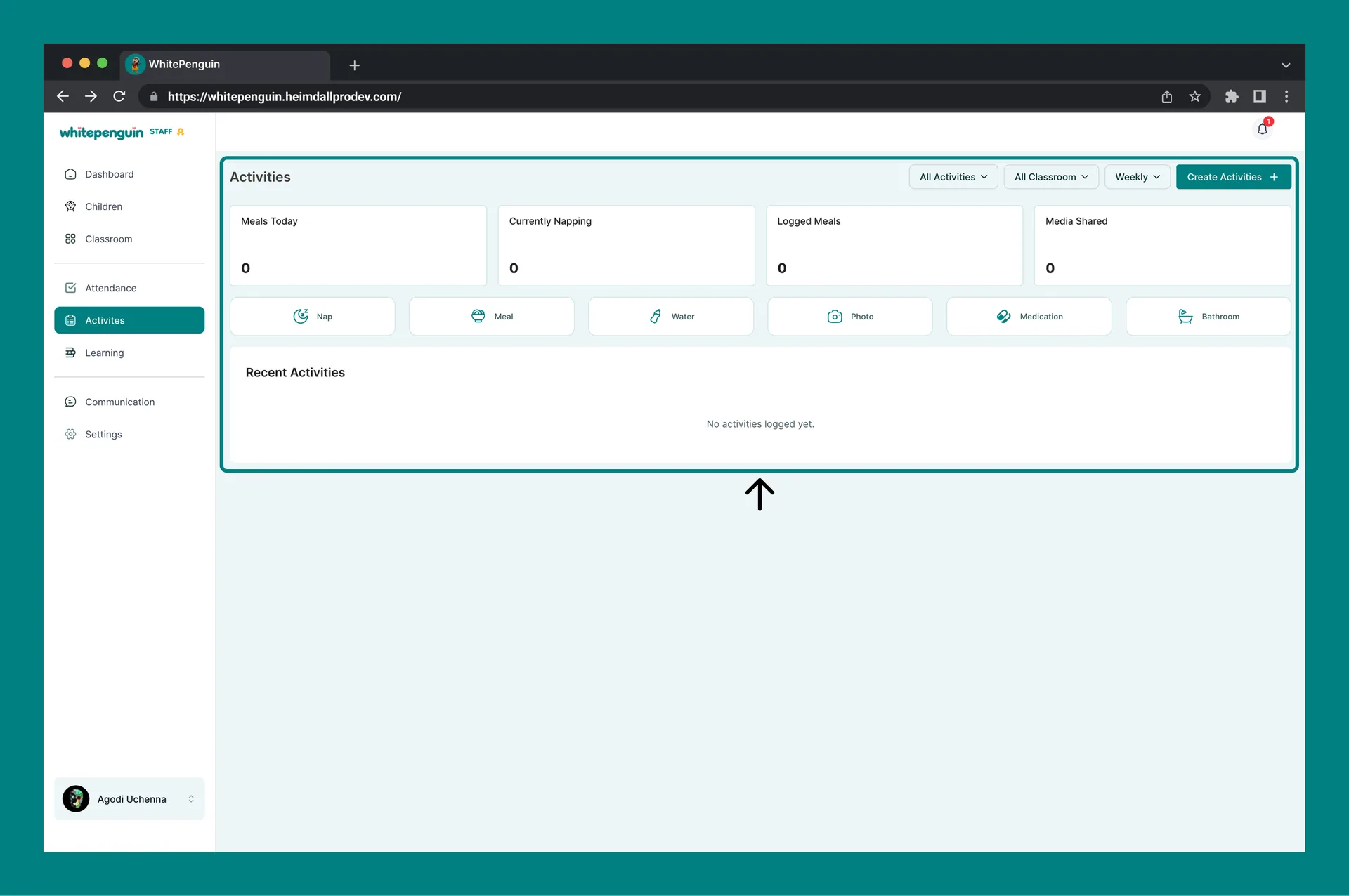 Activities Dashboard — Staff Dashboard Features