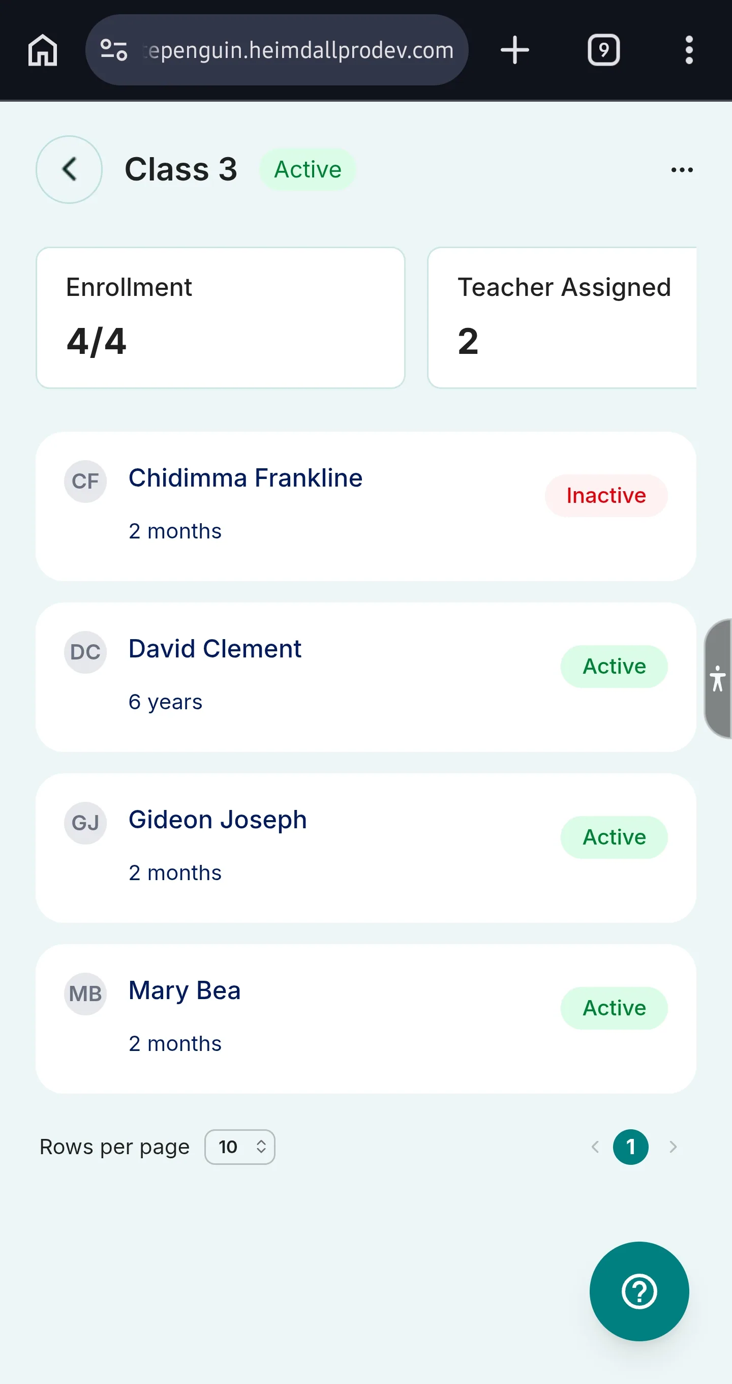 Add & Manage Classrooms — Viewing a Classroom