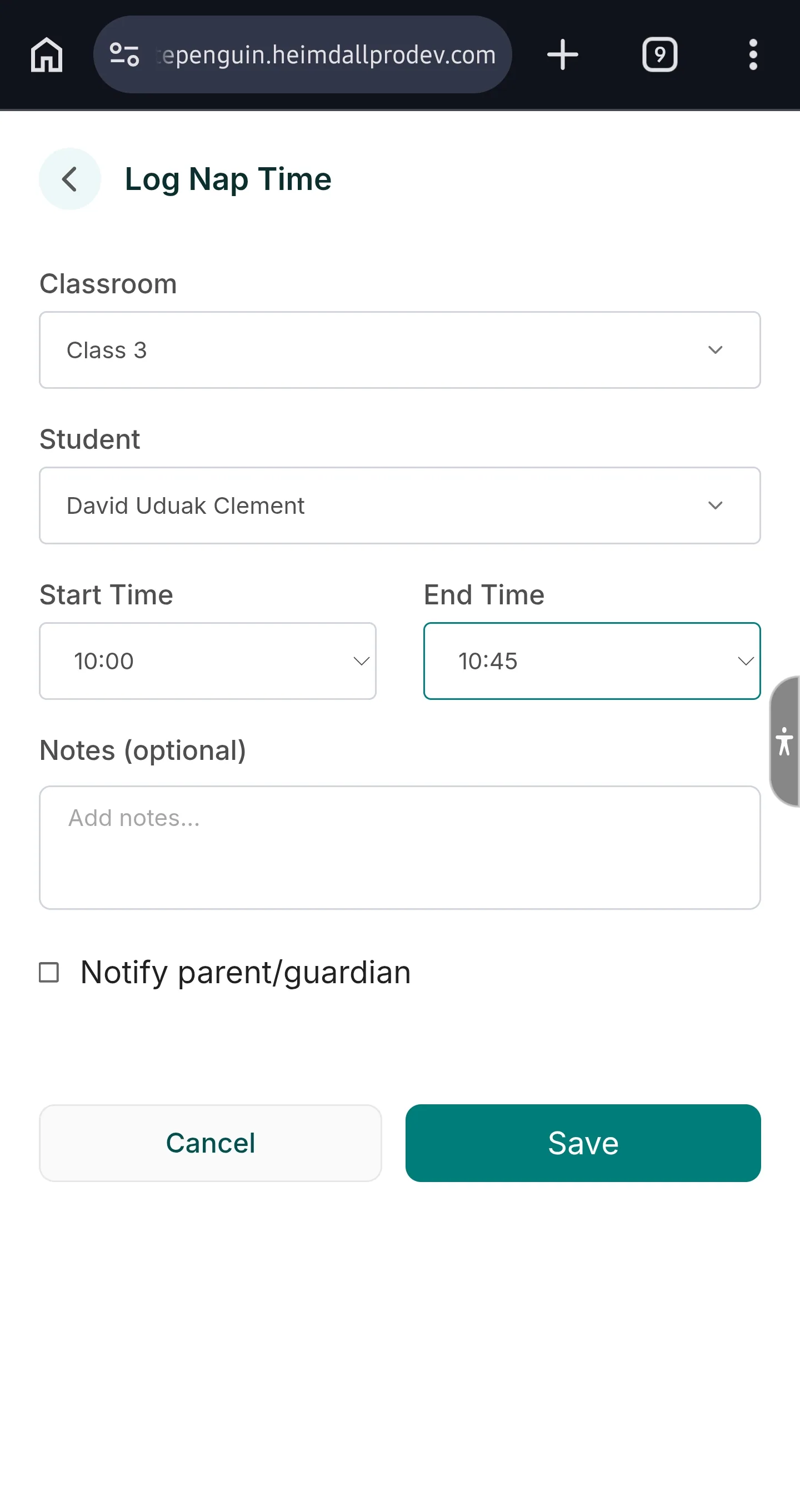 Log Nap Time — How to log nap time