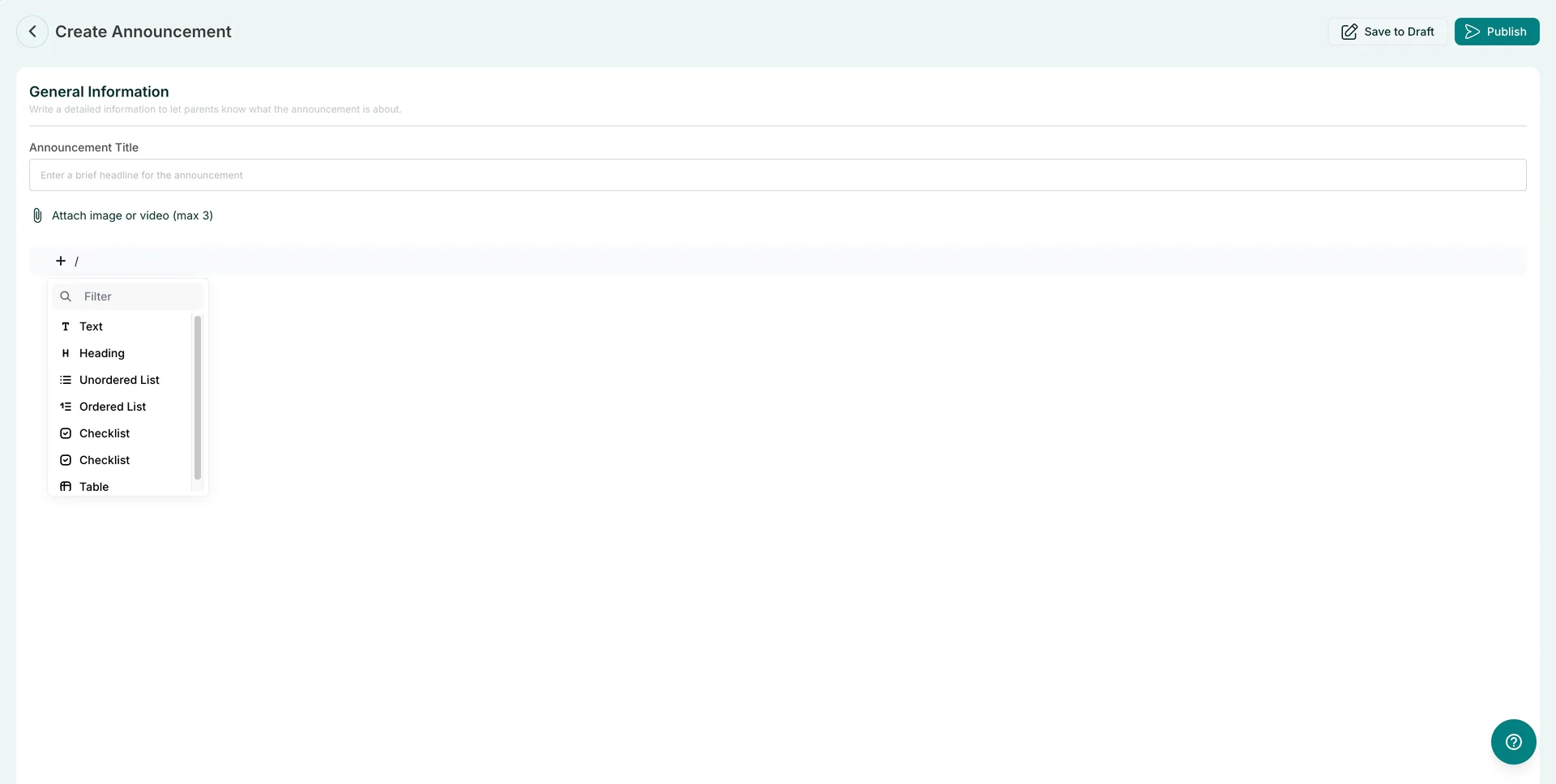Create Announcements — How to Create a New Announcement