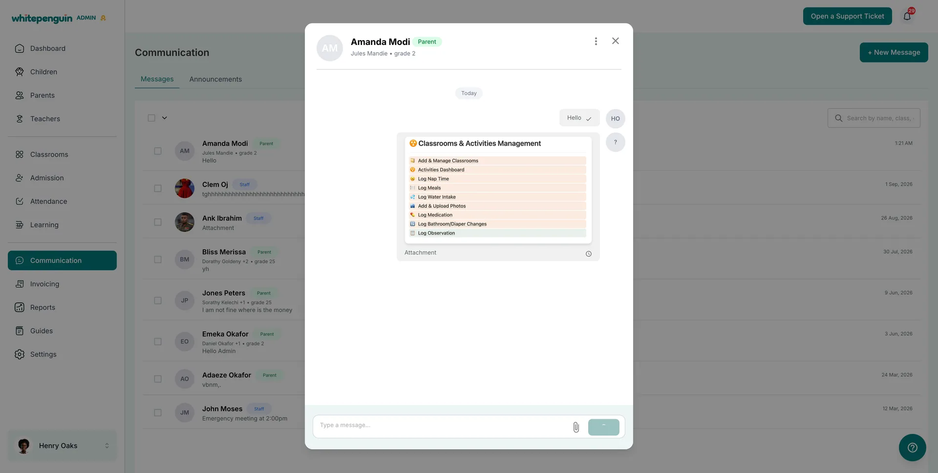 Parent Messaging β Replying to a Parent