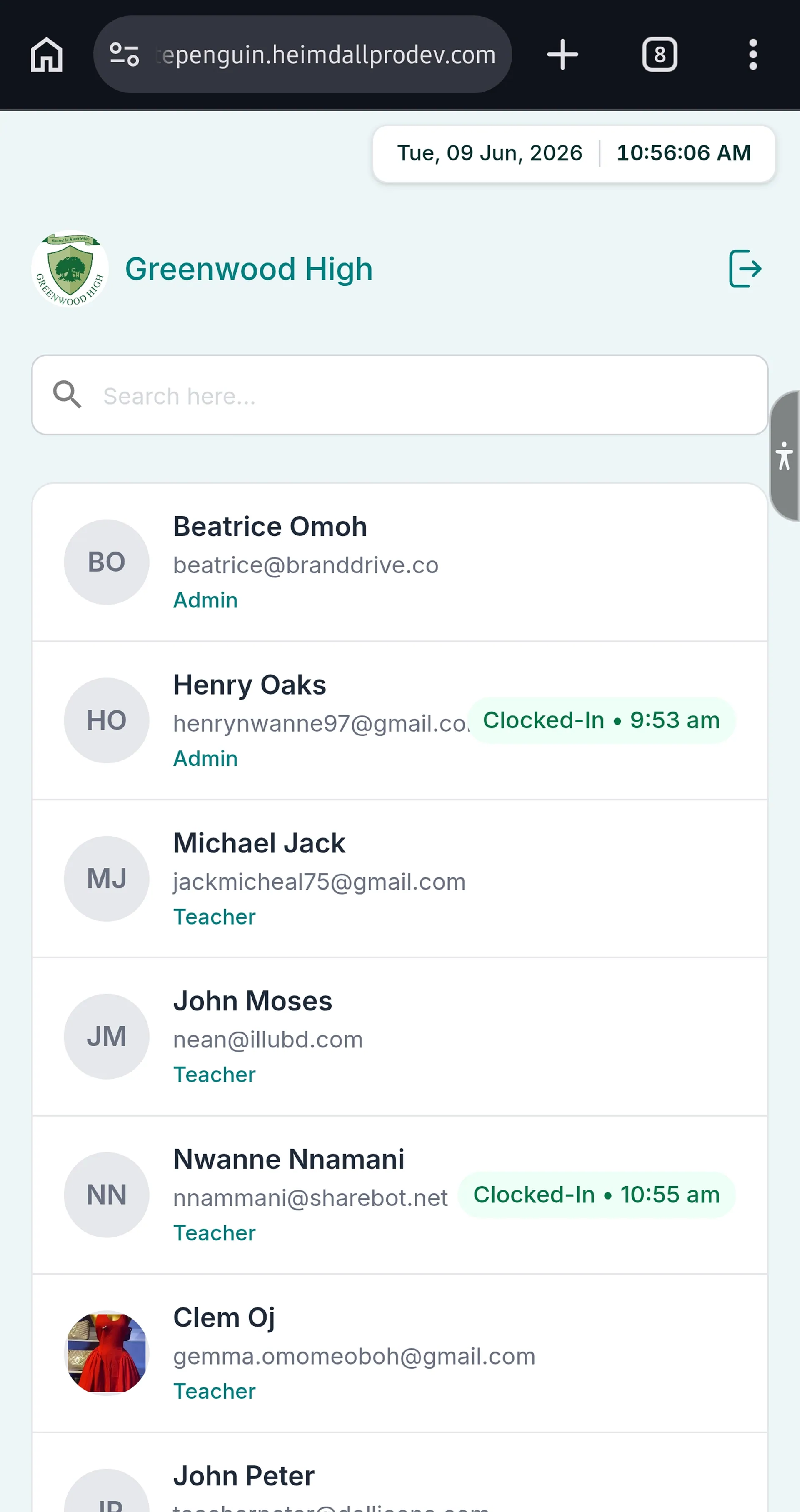 Clock In using Kiosk (Admin/Teacher - Parent) — Step 4: Confirmation