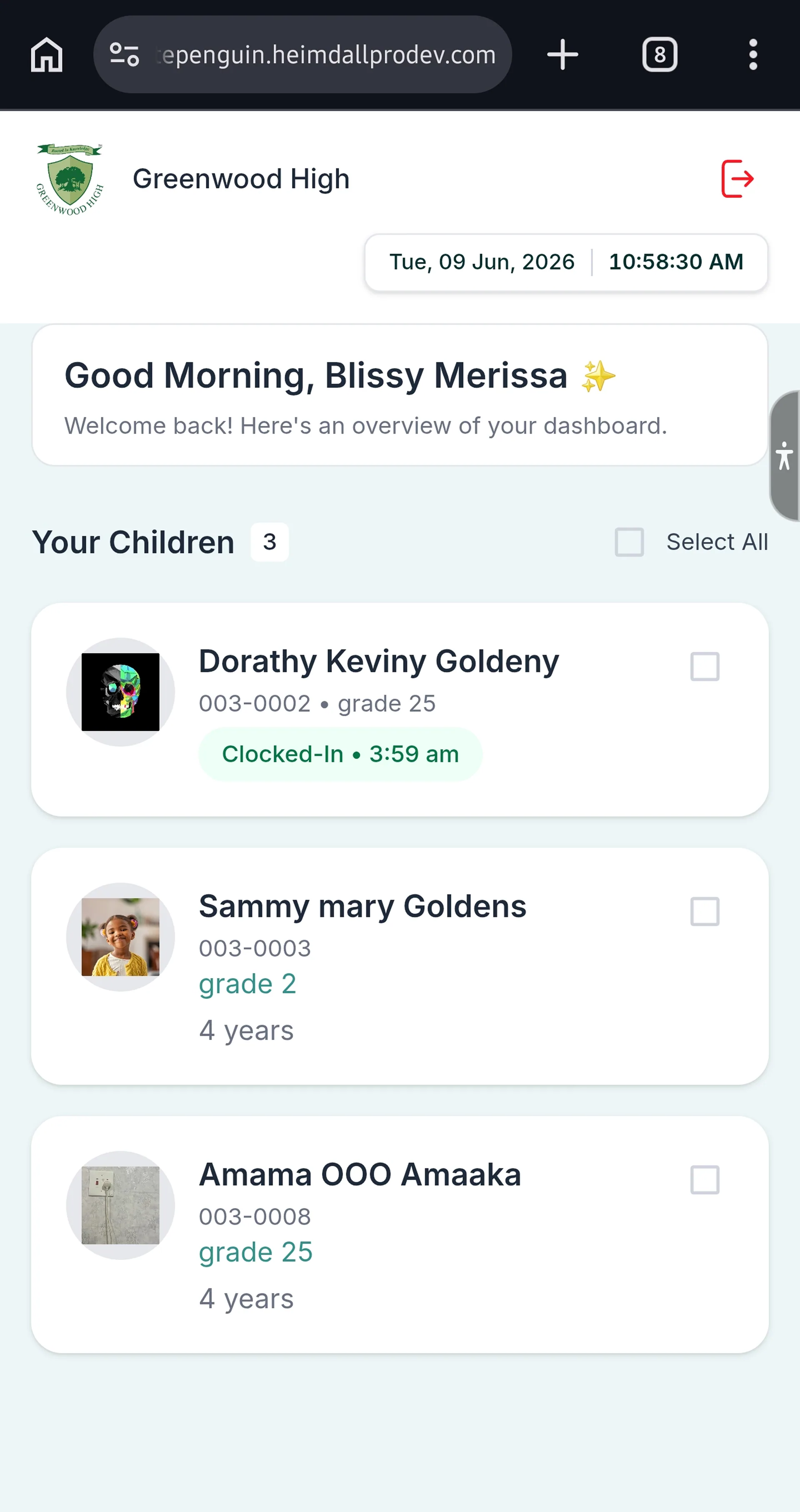 Clock Out using Kiosk (Admin/Teacher - Parent) — Step 5: Confirmation