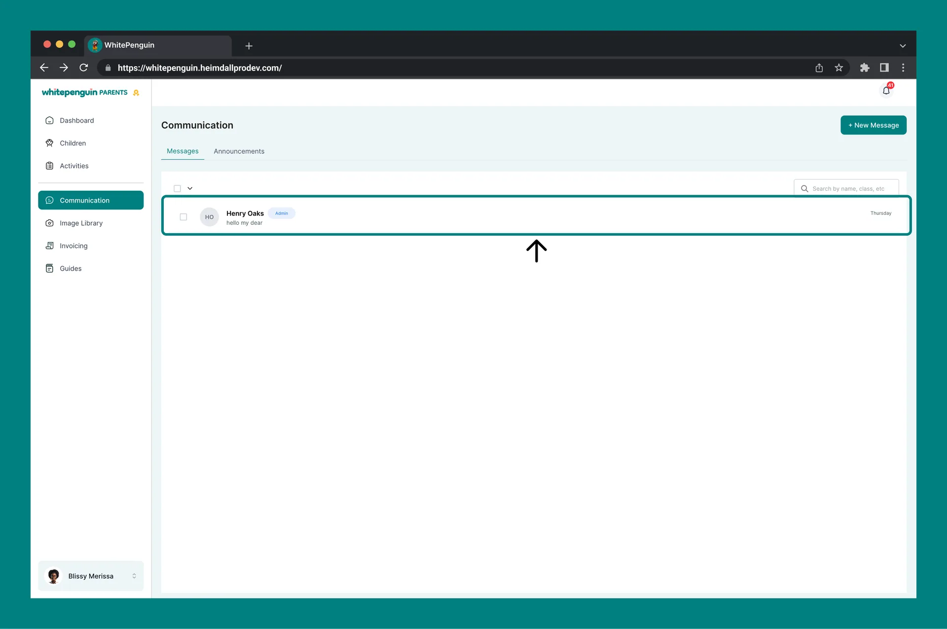 Messaging & Announcements — Messages List