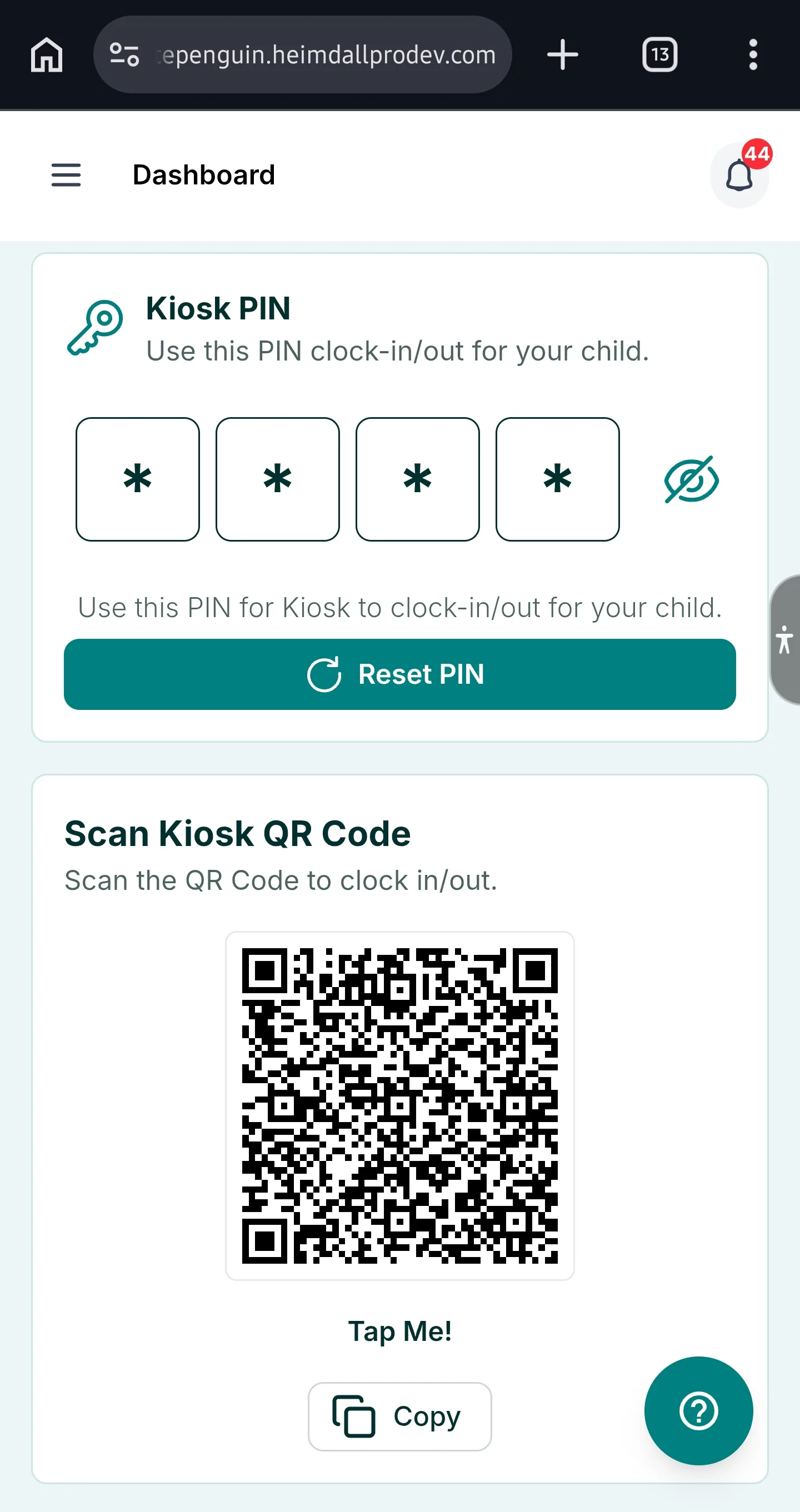 Understanding My Dashboard — 4. Kiosk PIN