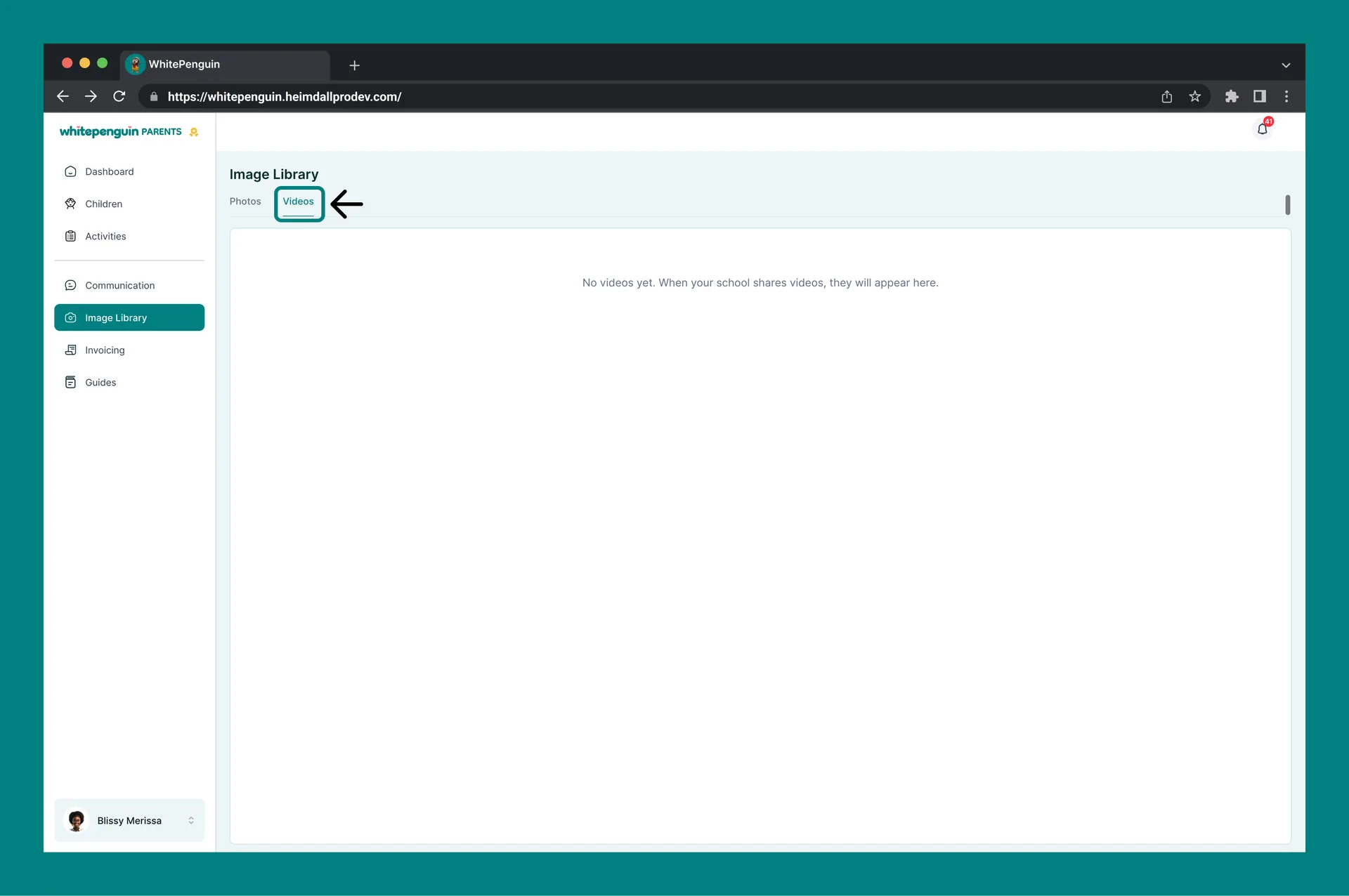 View Image Library — Videos Tab