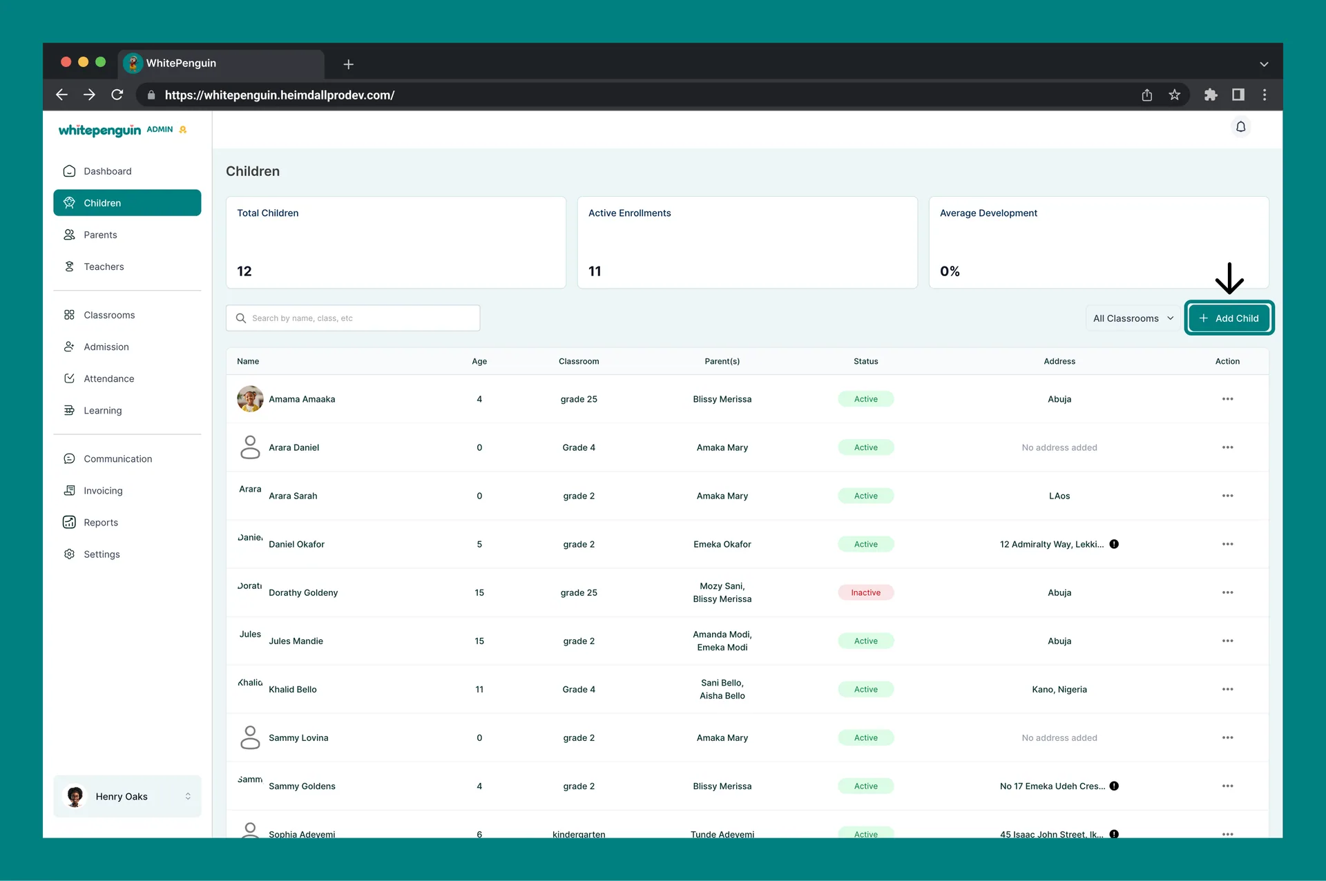How to Add a Children Profile — How to Access the Add Child Form