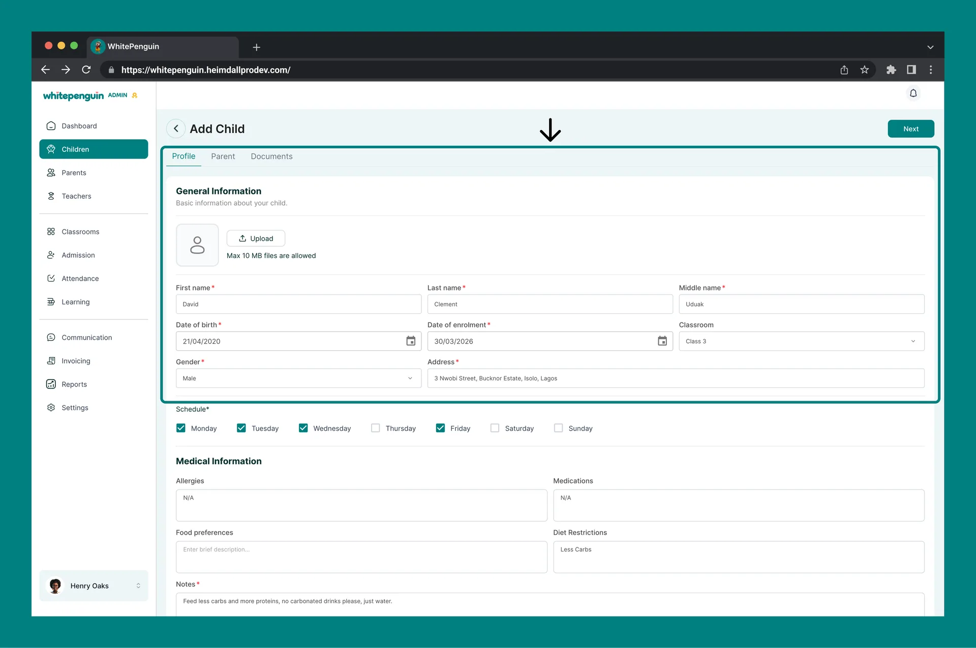 How to Add a Children Profile — General Information