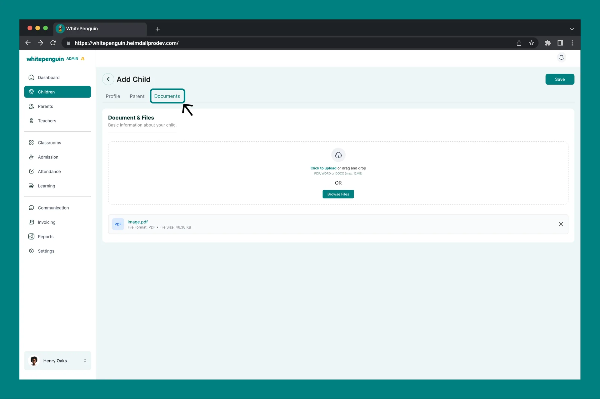 How to Add a Children Profile — Tab 3 — Documents